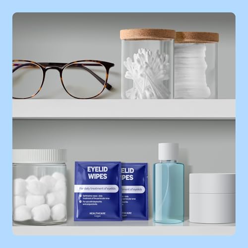 Healthcare by Amazon Augenlid-Reinigungstücher zur Behandlung der Augenpartie bei Erwachsenen und Kindern, ohne Duftstoffe, Packung mit 60 Stück (zuvor Amazon Basic Care) – Verpackung kann variieren