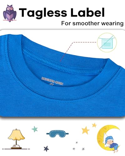 Image of DAUGHTER QUEEN Boys Pajamas 4 Pieces Long Set 100% Cotton Sleepwear Size 18 Months-12 Years