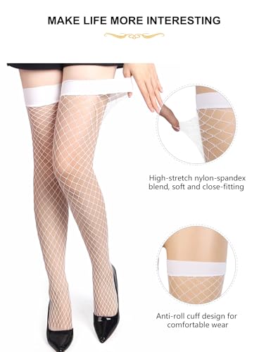 Image of ohyeah Plus Size Fishnet Stockings Thigh High Stockings for Women Sexy Elastic Leg Band Thigh Highs Socks XS-5XL