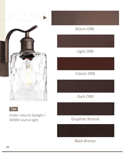 Image of Bathroom Vanity Light Fixtures 5-Light Hammered Glass Modern Wall Mounted Over Mirror Oil Rubbed Bronze - VL01ORBH-5