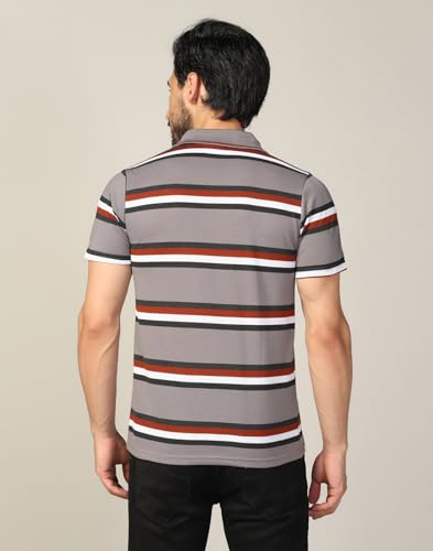 Image of INKKR Striped Men Polo Neck Half Sleeve T-Shirt