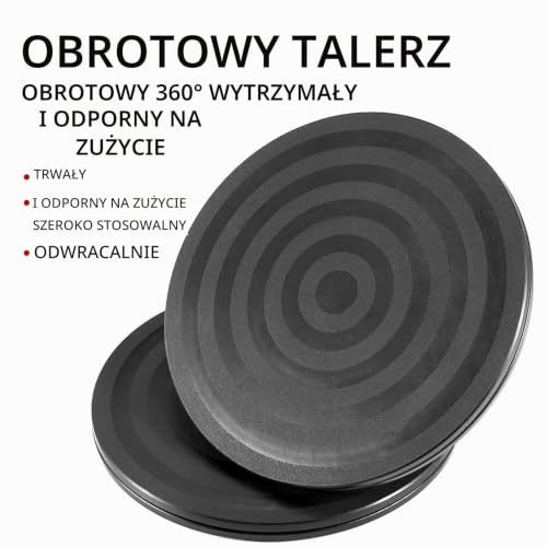 Obrotowa płyta obrotowa, uniwersalna płyta obrotowa, okrągła, 360 stopni, płyta obrotowa, do dużych obciążeń, 15 kg, idealna do telewizora, tortów i prezentacji, antypoślizgowa, czarna, średnica 20 cm
