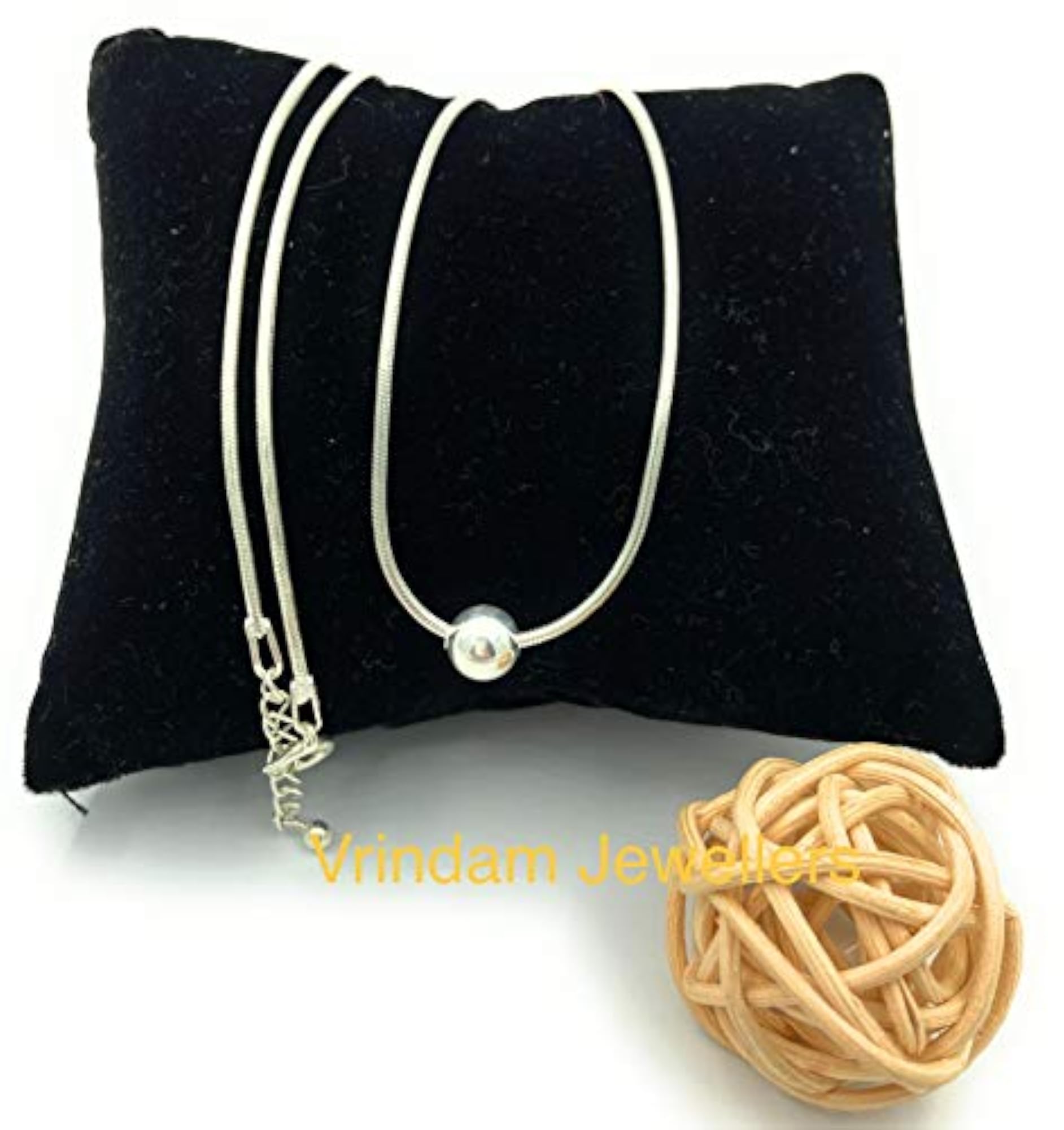 925 Sterling Silver Adjustable One Moving Ball Chain Necklace