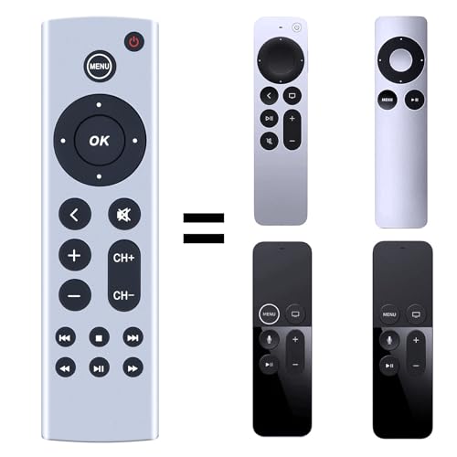 Universal Replacement Remote Control fit for Apple TV 4K / HD A1427 A1469 A1378 A1218 A2843 A2737 A2169 A1842 A1625, for Apple TV Gen 1 2 3 4, No Voice Function