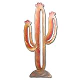 Small - 12-inch Tall - Saguaro Cactus Floating Sturdy Metal Wall Art in Sunset Swirl Finish - Made...