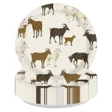 Greencian 50Pcs Goats Party Decoration 9' Watercolor Cartoon Various Goats Paper Plates Disposable Farm Animal Tableware for Farm Animal Lovers Birthday Baby Shower Party Supplies