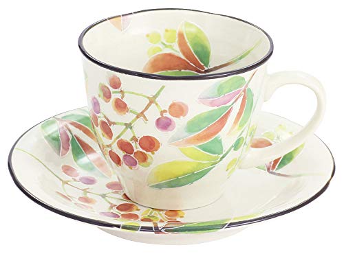 セラミック藍 花ことば コーヒー碗皿 南天 サイズ：約φ9 H7.5 60192