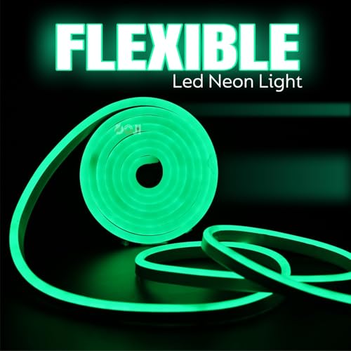 Image of DOJI 5 Meter neon Light Strip | Waterproof led Strip Lights for Decoration | neon Strip Light for Customized Name | Rope Light for Indoor, Outdoor, Gaming Room, Tv (Green)
