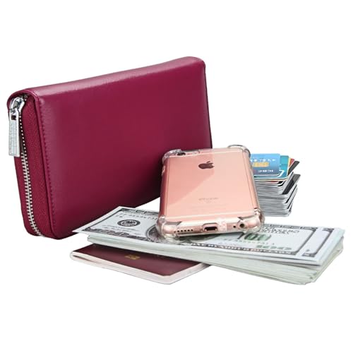 Women Wallets Leather Credit Card Holder For Women Pocket Organizer Purse RFID Multi Carrier Big Lots Card Case (purple)3