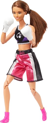Boneca Barbie Feita para Mexer To move articulada Profissões Boxeadora com acessórios de Boxe, unifo