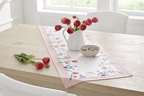 Kamaca Chemin de table de prairie de fleurs de qualité supérieure - Motif imprimé - Attire les regards au printemps et été (chemin de table 40 x 150 cm - Prairie