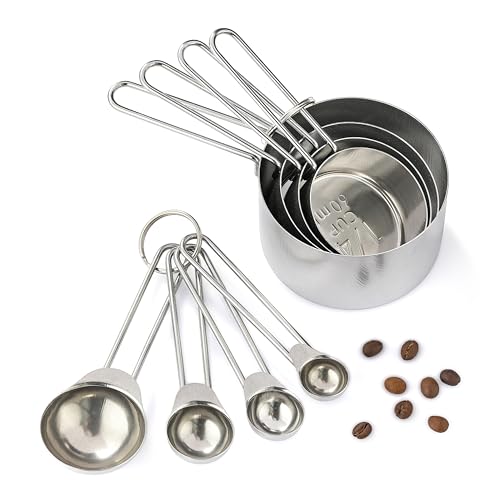 8PCS Measuring Cups, OHOLA Stainless Steel Measuring Cups and Spoons