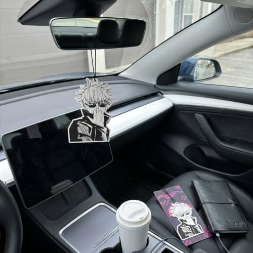 Image of PumpCar 2 pieces Gojo Satoru double-sided hanging Japanese anime vanilla-scented car air freshener Cool anime hanging for rearview mirror Car Interior Accessories Gifts Anime Manga Fans Sorcerer Truck