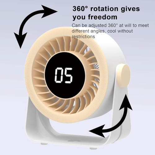Ventilateur de table oscillant à batterie avec affichage LED pour bureau