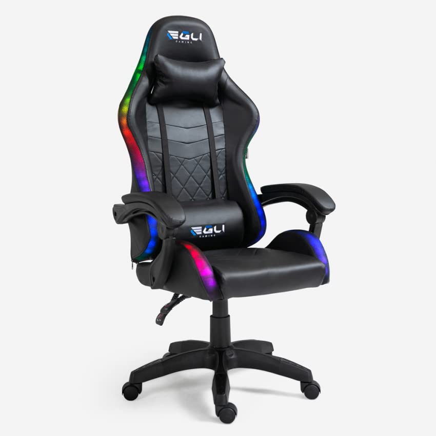 Produce Shop Sedia Poltrona Gaming LED RGB ergonomica Ufficio Cuscino Lombare poggiatesta The Horde