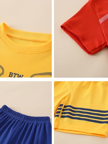 Image of Boys' Active Shorts Set 6 Pieces T-Shirt and Quick Drying Shorts Summer Activewear Sets 4-12Y