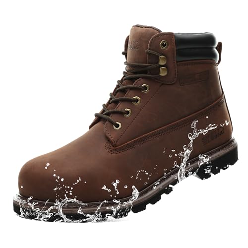 Image of Work Boots for Men Waterproof Soft Toe Non Slip Comfortable Leather Workboots