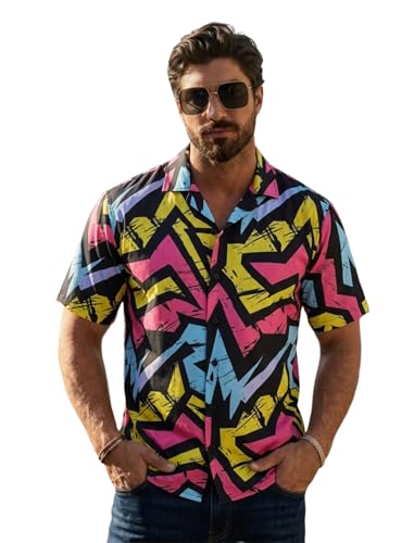 Image of BROWN CULTURE Men's Cotton Blend Abstract Print Shirt with Spread Collared Half Sleeves Standard Length and Button Down Closure Type | Shirt for Man