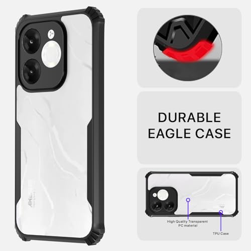Image of Pikkme Crystal Clear Transparent Back Cover | Ultra Hyrbid | Full Camera Protection | Raised Edge | Bumper Case for itel A80 (Black)