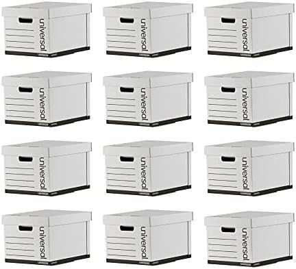 Universal 9522403 Heavy-Duty Fast Assembly Lift-Off Lid Storage Box, Letter/legal, White (12/Carton)