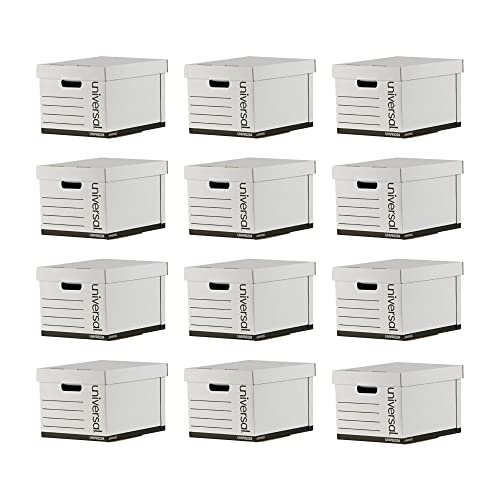 Universal 9522403 Heavy-Duty Fast Assembly Lift-Off Lid Storage Box, Letter/Legal, White (12/Carton) #TOP3