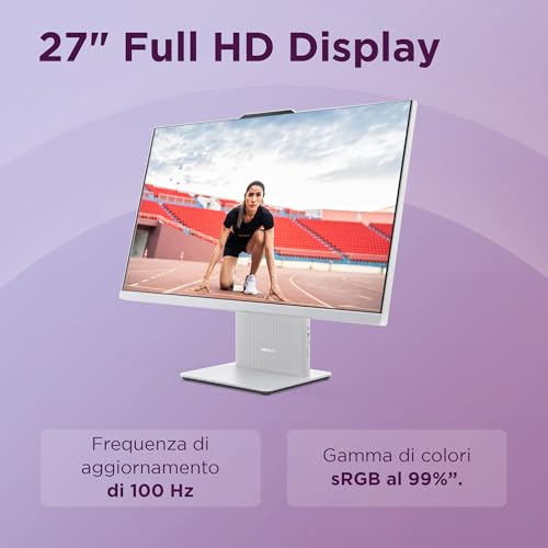 Lenovo IdeaCentre Desktop-PC All-in-One, Display 27 Zoll FHD, AMD Ryzen 5 7535HS, 512 GB SSD, RAM 16 GB, Ladestation für Smartphone, kabellos, Speakers, WiFi 6, Windows 11 H, kabellose Tastatur + Maus