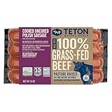 Teton Waters Ranch 100% Grass-Fed Beef Polish Sausage Links, Cooked Uncured Smoked Sausage, No Sugar Added, Certified Humane - 12oz