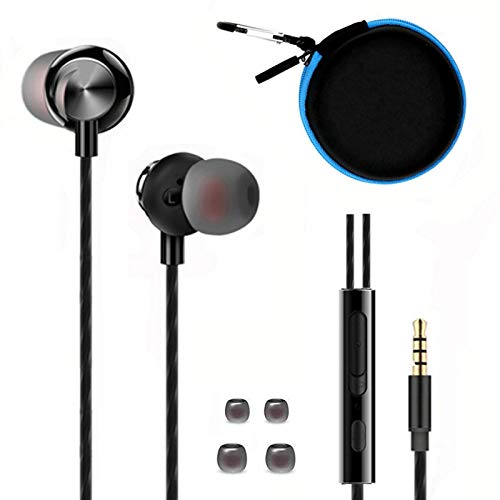 ApexOne Wired Metal in-Ear Earbuds Headphones with MIC &Volume Control and Pocket Case, Crystal Clear Sound Bass Stereo Noise Isolating Earphones (Earbuds, Sky Blue Case and 2 Small Tips Included)