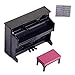 TOYANDONA Mini piano modelo en miniatura, juguete para casa de muñecas, instrumento musical con taburete para casa de muñecas, decoración de escena (negro)