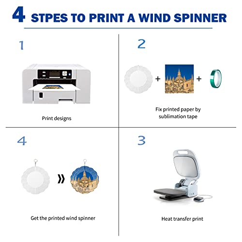 Vesub Sublimation Wind Spinner Chime Blanks 10 Inch Circle White,4 Pcs 3D Aluminum Double Sided Metal Wind Spinners Hanging For Cricut Autopress Heat Transfer,For Outdoor Yard Garden #TOP4