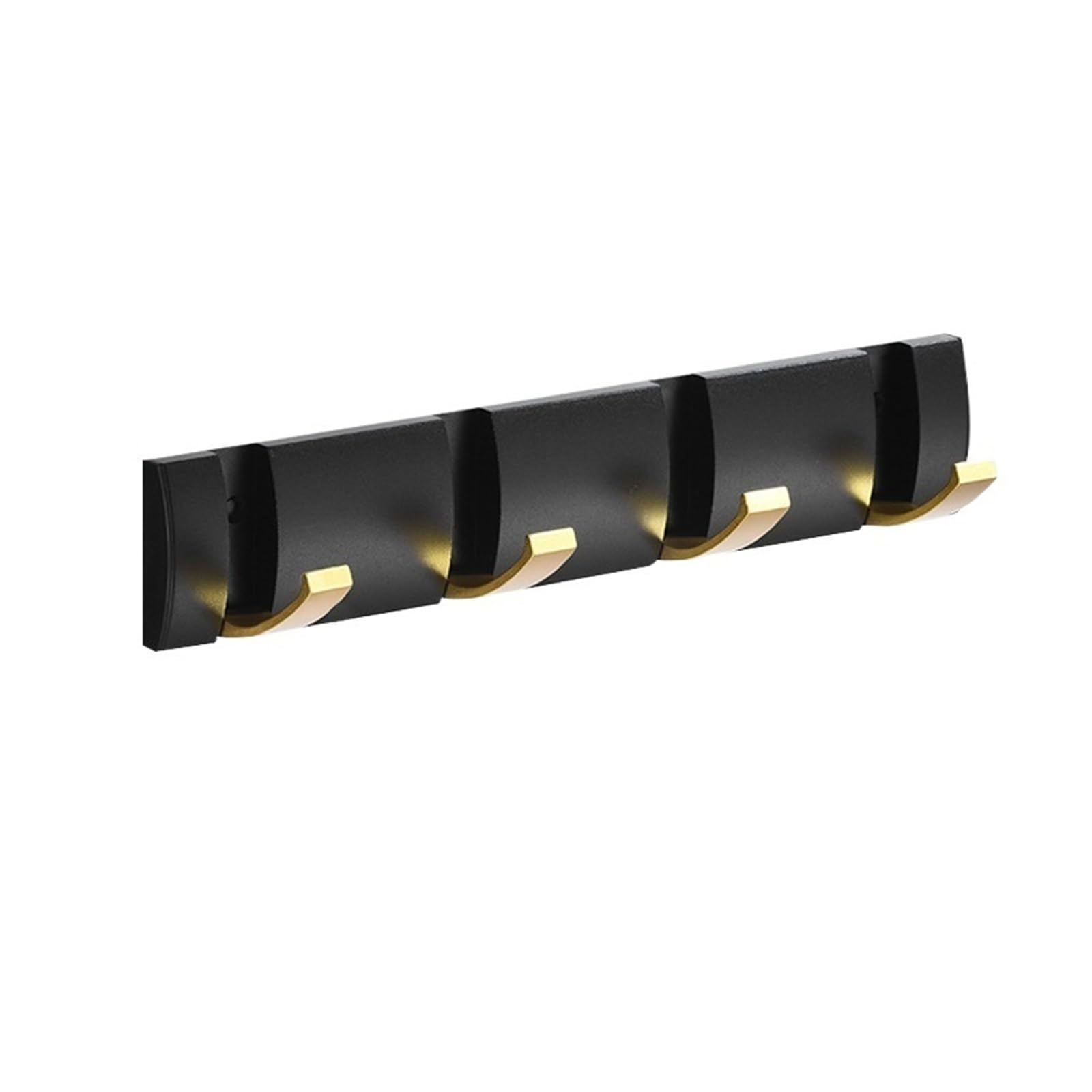 DVMSIEF Coat Hooks Folding Robe Hooks Golden Towel Hanger Nail Installation Wall Rack Coat Clothes Holder for Bathroom Kitchen(Black Gold 4hooks)