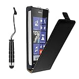 ebestStar   Coque Compatible avec Nokia Lumia 520 Etui Housse PU Cuir Rabat Ultra Fin (Ultra Slim Case) + Mini Stylet, Noir [Appareil: 119.9 x 64 x 9.9mm, 4.0'']