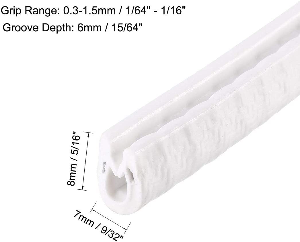sourcing map Guarnizione per bordi a U, lunghezza 3 m, protezione in gomma per bordi di tipo piatto, adatta per bordi da 2,5-3 mm, (9/32 W x 25/64 H) nero
