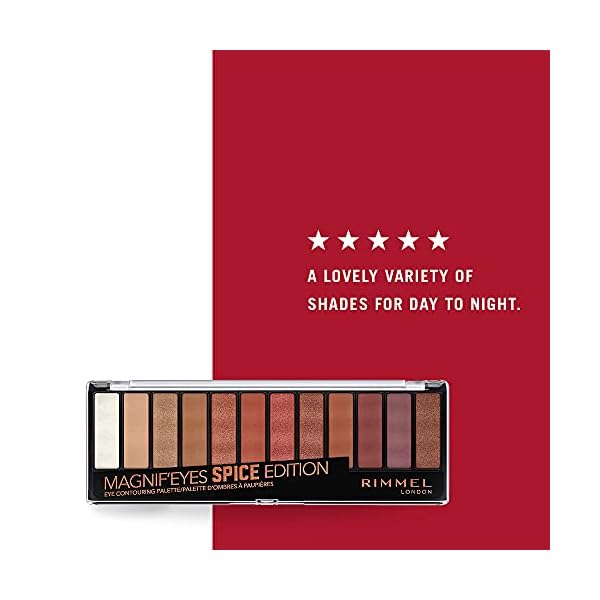 Rimmel London Magnif'Eyes Eyeshadow Palette, 12 Shades, Blendable Formula, Versatile, 005, Spice, 0.5oz