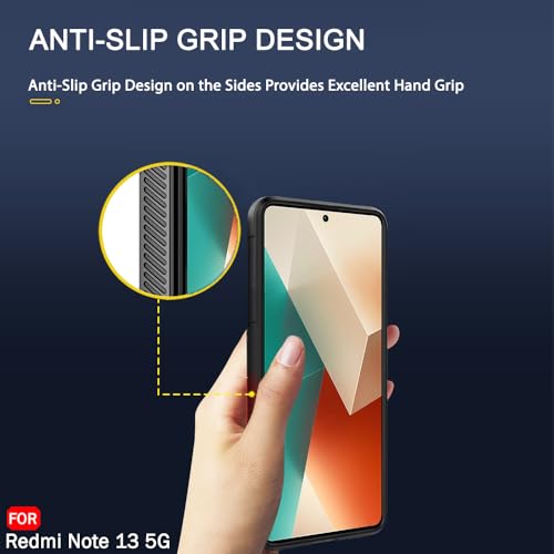 Image of TheGiftKart Liquid Silicon Back Cover Case for Mi Redmi Note 13 5G | Shockproof Military Grade Protection | Micro-Fibre Cloth On Inner Side | Anti-Slip Grip Redmi Note 13 5G Back Cover (TPU, Black)