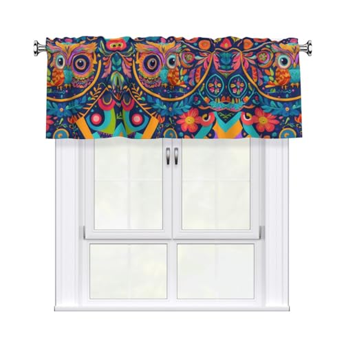 WZYCWB 137,2 x 45,7 cm - Vases occultants brodés avec imprimé hibou - Rideaux décoratifs pour chambres, cuisines et balcons