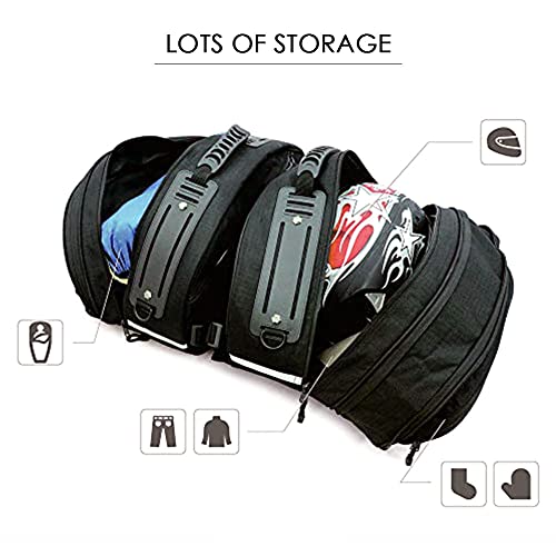 Alforjas laterales para motocicleta Niche, 58 L expandibles, impermeables, con cubierta para lluvia fluorescente y franjas reflectantes, compatibles universalmente con motos deportivas y de carretera (NMO-2206) miniatura 3