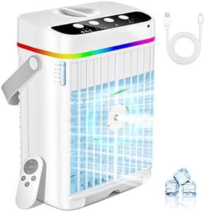Mobiele airconditioner, draagbare mini-airconditioner, mobiele airconditioner, zonder afvoer, 4-in-1 mobiele koeler, ventilator met 3 snelheden voor thuis, kantoor, reizen