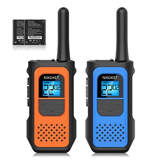 NXGKET Walkie Talkies for Adults 2 Pack, Rechargeable Long Range Walkie Talkie 2 Way Radios 22 Channels VOX Scan LCD Display with Li-ion Battery Type-C Cable for Gift Family Camping Hiking
