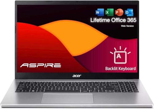 Image of acer Aspire 3 Slim Laptop with Office 365 for The Web - Backlit Keyboard - Intel Core I3-1305U Processor - 16GB RAM - 256GB SSD - 15.6 inch FHD - Windows 11 Home w /o Earbuds