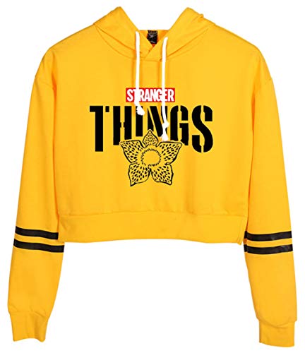 Preisvergleich Produktbild HUASON Damen Stranger Things Kapuzenpullover Trendy Streetwear Modisch Kurzer Sweatshirts Einfarbig Hoodie(2XL)