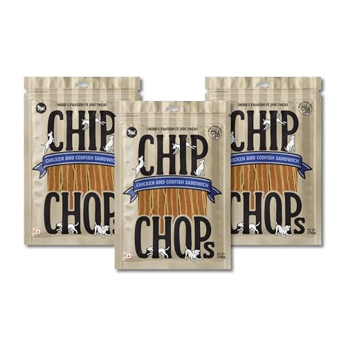 Image of Chip Chops Chicken & Codfish Sandwich Stick Dog Treat,are an Excellent Source of Protein and Low in Fat, Providing a Healthy Snack Option for Your Dog, 250g (Pack of 3)