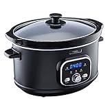 Cooks Professional Digital Slow Cooker 3.5 Litre with Glass Lid, Cool Touch Handles, Dishwasher Safe Bowl, 2 Heat Settings & Keep Warm & Delay Functions | Small One Pot Cooking Machine | Black