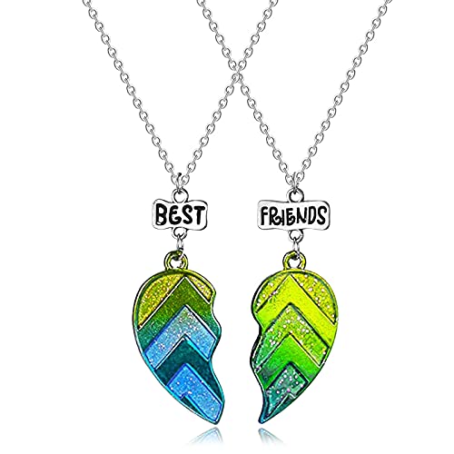 Best Friends Forever Collane, Collana BFF Collane per 2, ciondolo a forma di cuore con catena arcobaleno, splicing, collana con ciondolo dell'amicizia, per donne e ragazze, Argento sterling