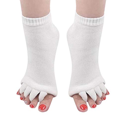 Aibearty Lot de 2 paires de chaussettes de massage pour yoga, sport, gym, 5 orteils, alignement