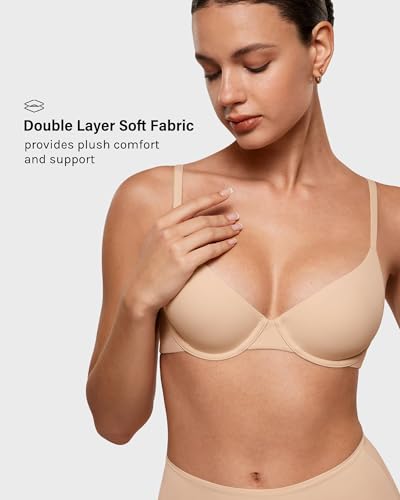 INLYRIC Women's Inbarely Plus Demi Bra - Balconette Unlined Underwire Plunge Bras No Padding Comfortable4
