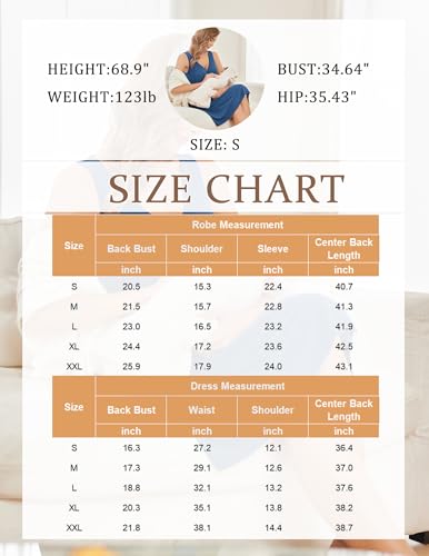 Ekouaer Maternity Nursing Gown and Robe Set Labor Delivery Nursing Nightgowns for Breastfeeding Pregnancy Clothes - Image 6