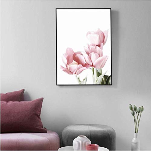 Peinture sur toile pivoine rose pour salon chic 50x70cm