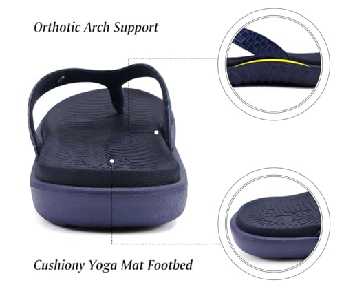 Image of KuaiLu Womens Flip Flops Arch Support Yoga Mat Cushioned Thong Sandals | Ladies Comfortable Walking Slides For Plantar Fasciitis Slip On Indoor Outdoor For Summer