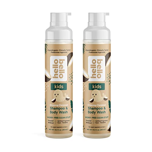 Image of Hello Bello Kid's Shampoo & Body Wash I Tear Free, Hypoallergenic and Pediatrician Tested Moisturizing Plant Based Formula for Babies and Kids I Coconut Scent I 20 FL Oz (2 Packs of 10oz)